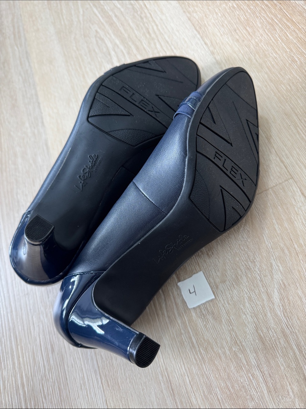Life Stride Navy Pointed Toe Comfort Flats - Picture 5 of 5